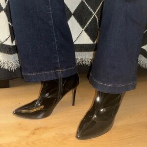 Black Vegan Leather Stiletto Ankle Boots